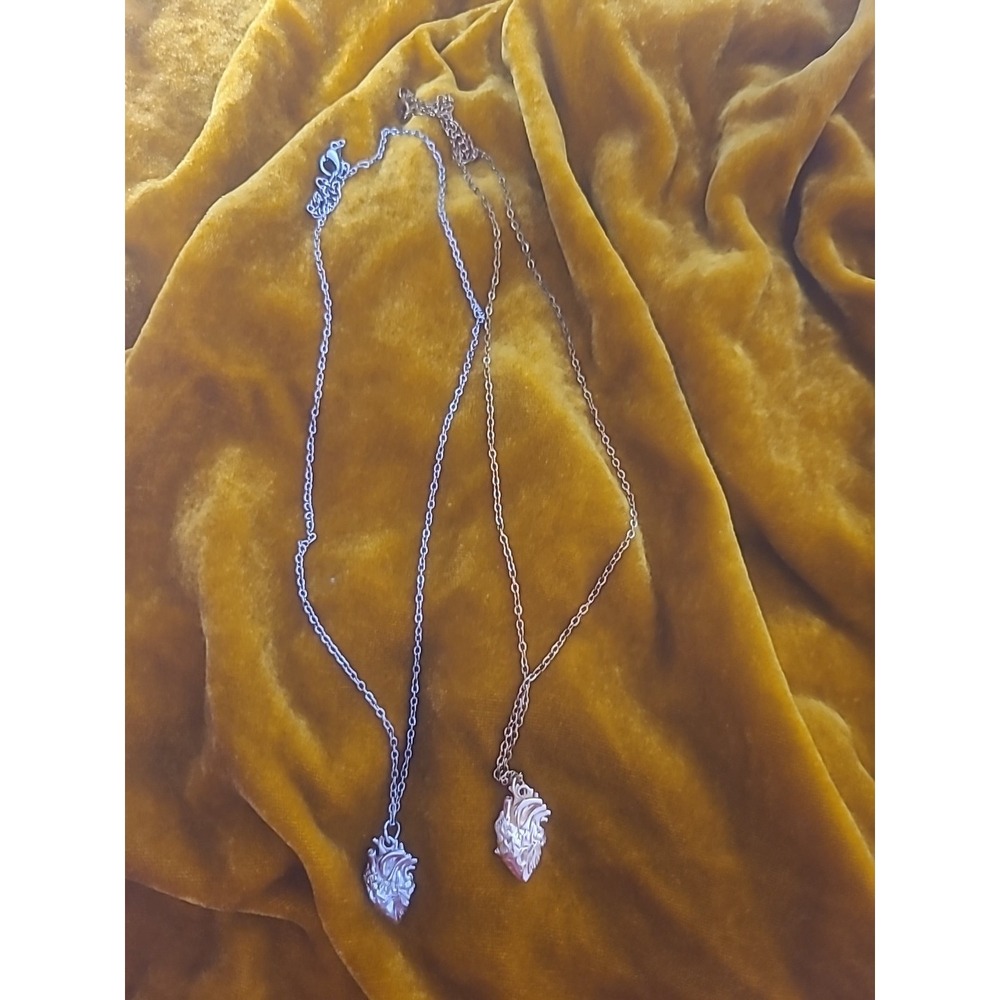 Anatomical Heart Charm‎ Necklaces 1 Goldtone 1 Silvertone 18"